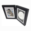 4x6 Inch Custom Black Fashion Simple Pet Double Rectangular Picture Frame Memorial with Clay Paw Print Kit- Black Hinged